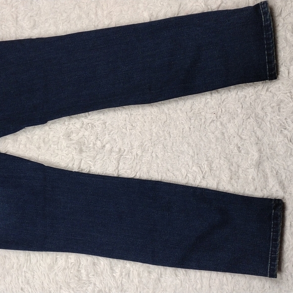 Current/Elliot Blue Dark Wash Mid Rise Plaid Detail Straight Leg Denim Jean - Picture 10 of 14